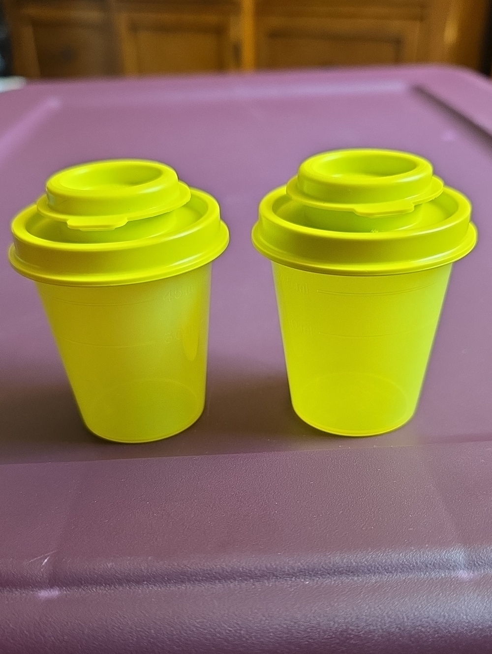 Tupperware Neon Yellow/green Salt And Pepper Shakers .